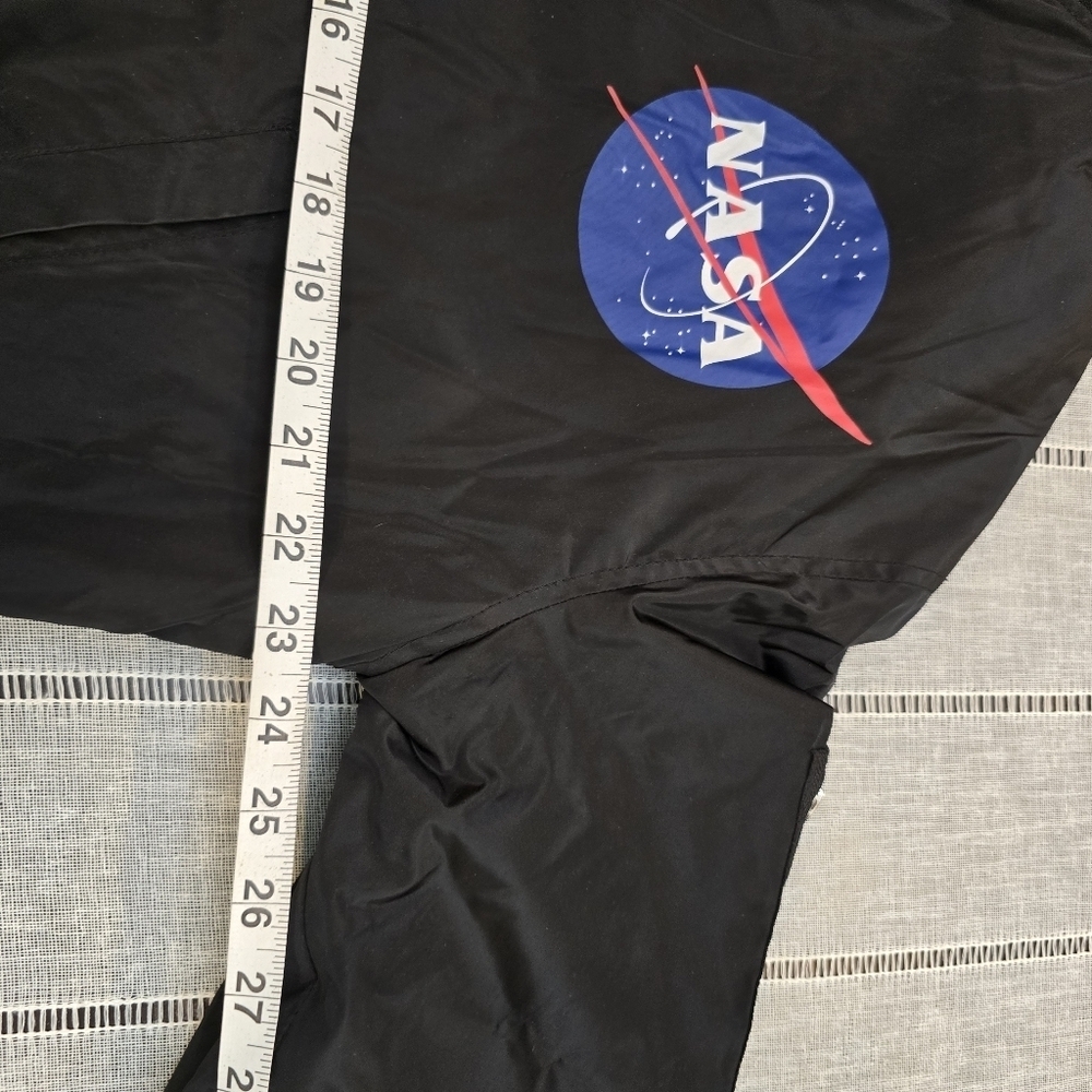 NASA Bomber Jacket With Patches Chemistry Brand Black With Orange Lining Sz Larg - Picture 13 of 16
